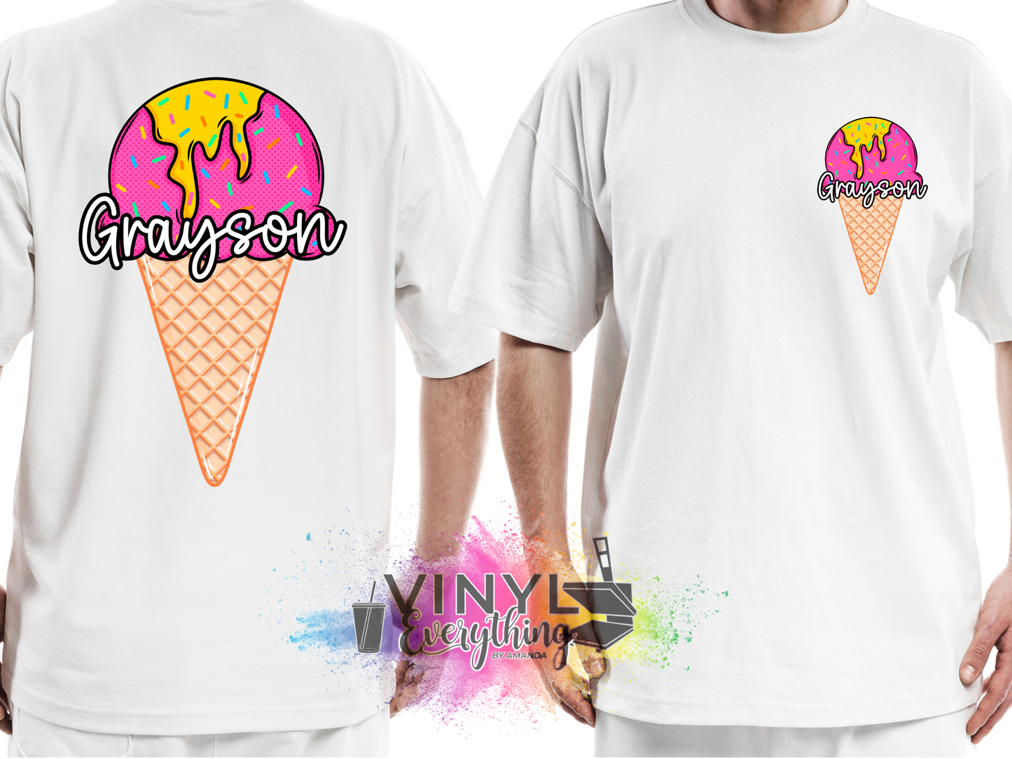 Custom Ice Cream Cone Drip Tee