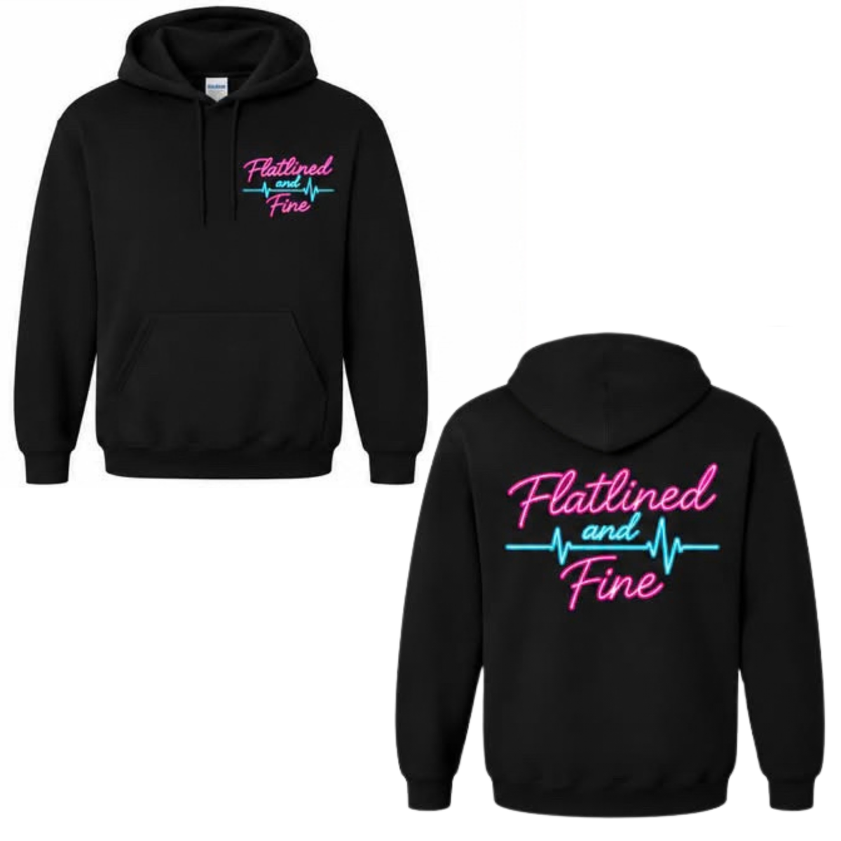 Flatlined and Fine Hoodie - Black
