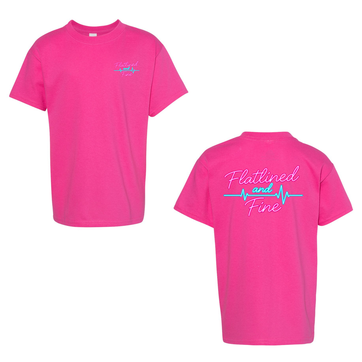 Flatlined and Fine Youth Tee Shirt Front and Back