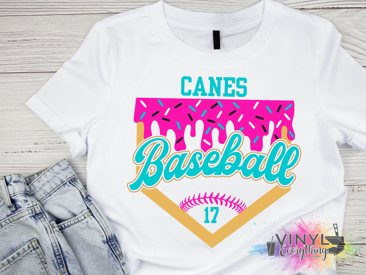 Custom Team Baseball Drip with Number