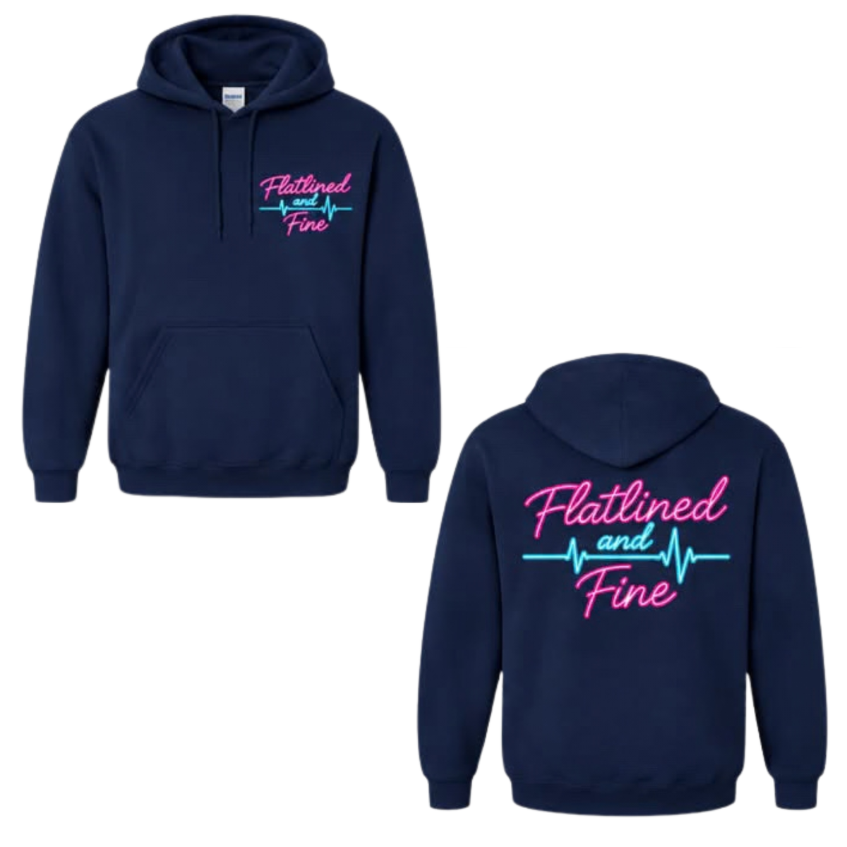 Flatlined and Fine Hoodie - Navy