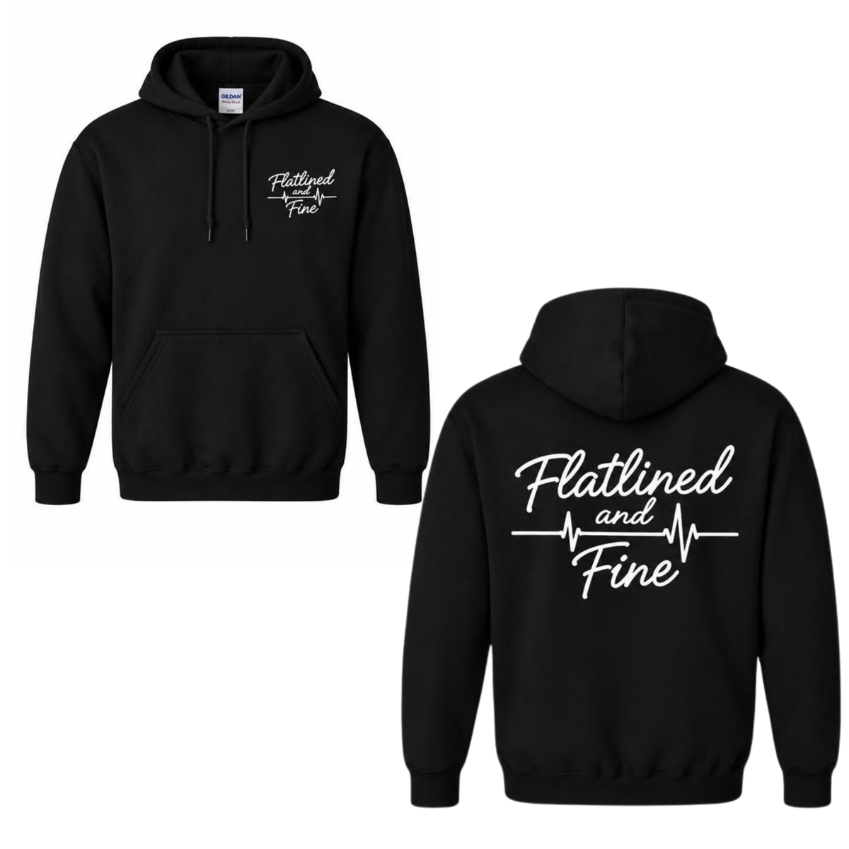 Flatlined and Fine Hoodie - Black