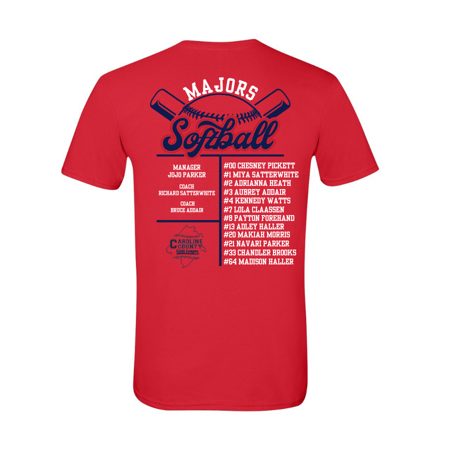 Caroline LL Majors - Caroline Adult Tee with Roster Back