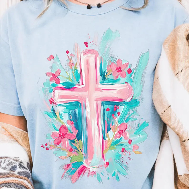 Easter Cross with Florals  - Youth & Adult
