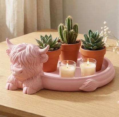 Highland Cow with Tray