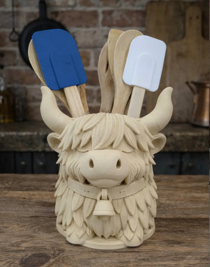 Highland Cow Utensil Holder