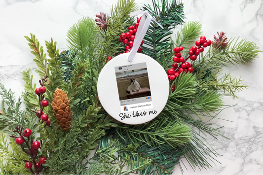 She Likes Me Ceramic Ornament