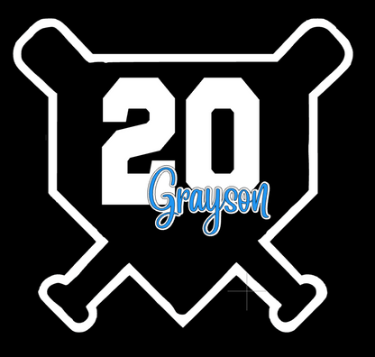 Name and Number Home Plate Car Decal