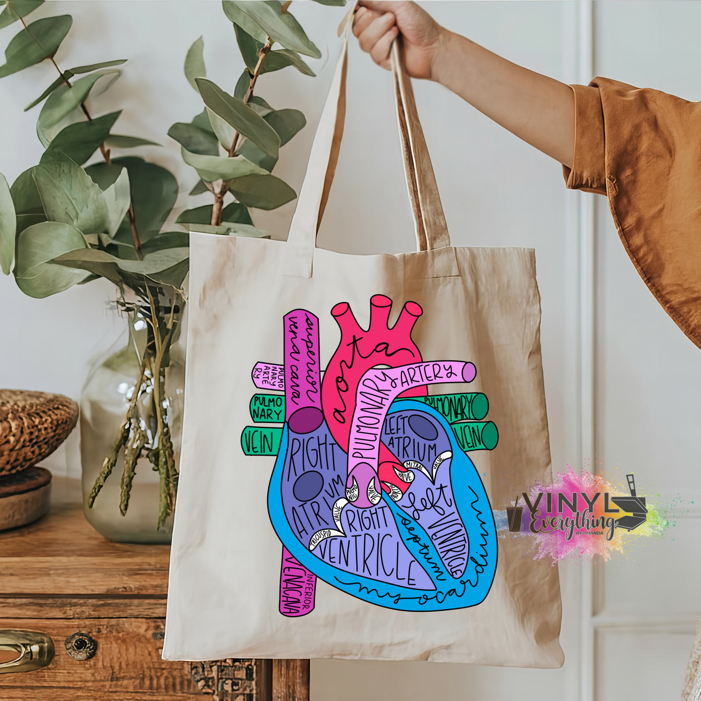 Anatomical Heart Tote Bag - 3 Color Options