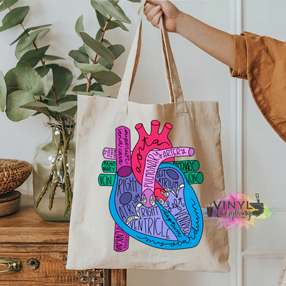 Anatomical Heart Tote Bag - 3 Color Options