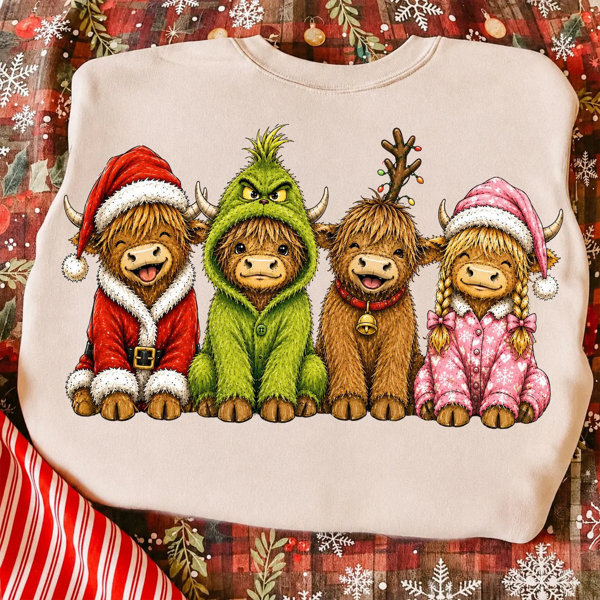 Cute Highland Christmas Cows