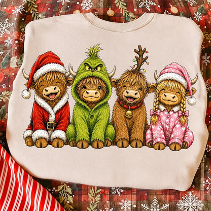Cute Highland Christmas Cows
