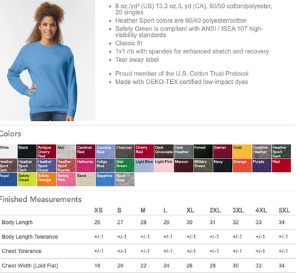 Volunteer: We Save Lives (White Back) Crewneck Sweatshirt