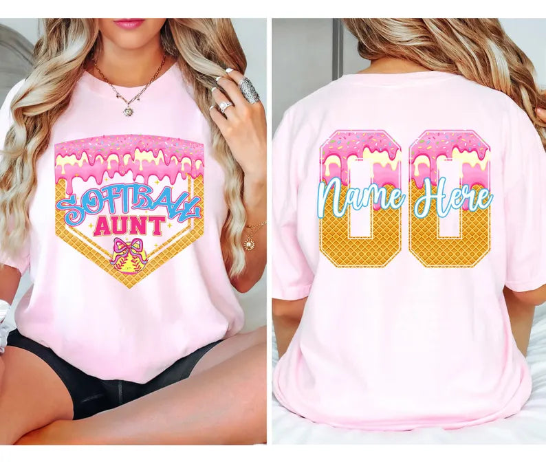 Softball Aunt Custom - Front and Back